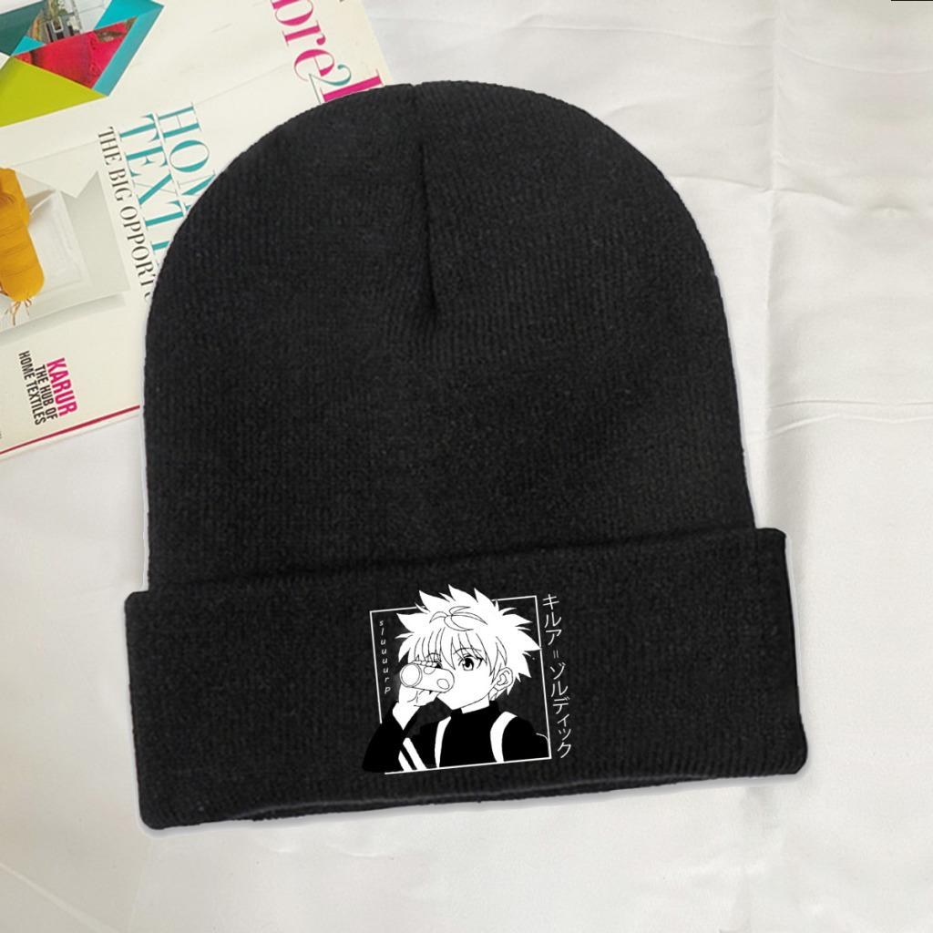 Kawaii Hunter X Hunter Killua Zoldyck Pletená čepice pro ženy Unisex Skullies Čepice Zimní čepice HXH Anime Manga Casual Cap