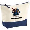 Makeup Bag - PLANETEE - Super Handball Player Woman (blue Background) - Large Format - Cotton - HD Printing France