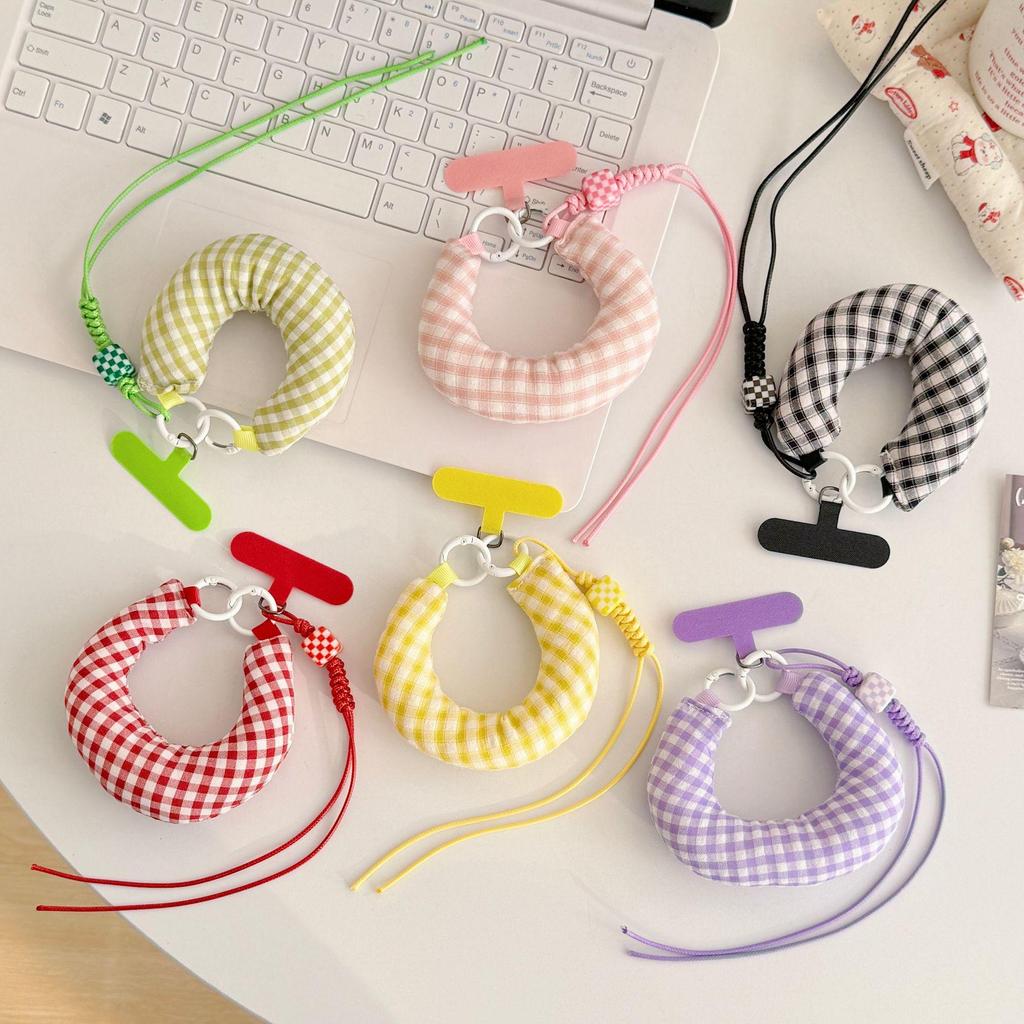 Japanese & Korean Color Block Plaid Handmade C-Shaped Wrist Accessory Ornament