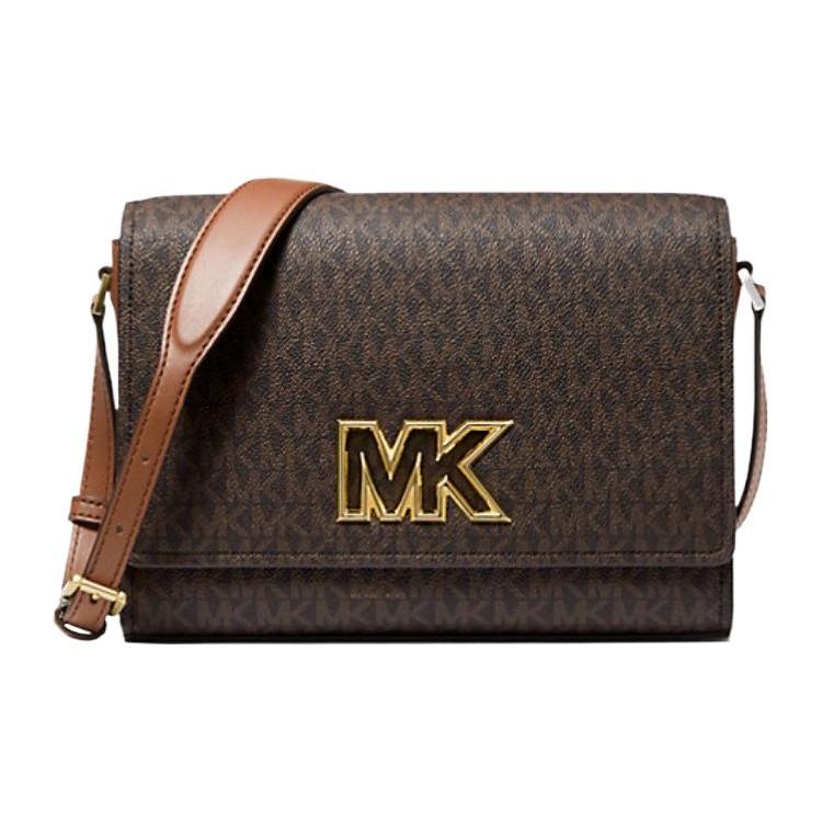 New MICHAEL KORS Mimi Coated Canvas Shoulder Bag, Crossbody Bag Medium Size Women's Brown 35T2G8IM2B-BROWN