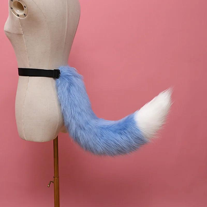 New Golden Fox Anime Beast Tail Headdress Props Wolf Cat Ears Cosplay Lolita Brown Fox Ear Anime Cosplay 70CM