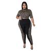 Women's Plus Size Digital Print Two-Piece Set - European & American Casual Style