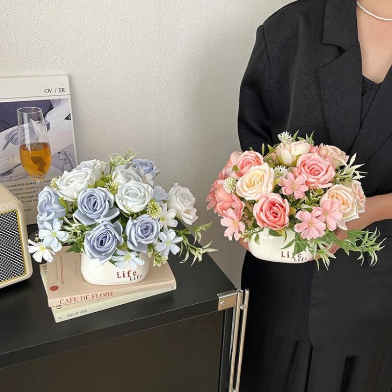 1Pc Small fresh French Curled Small Rose Bunch Artificial Flower Decoration