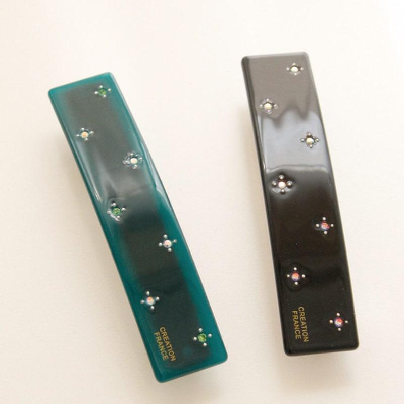 

J.Lauren French Rectangular Dot Cubic Auto Hair Pin H01231 green