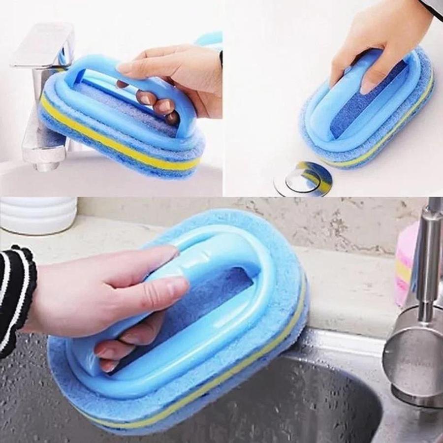 1 Pcs Household Soft Sponge Brush With Handle Magic Sponge Eraser Multifunctional Cleaner For Bathroom Kitchen Cleaning Tools