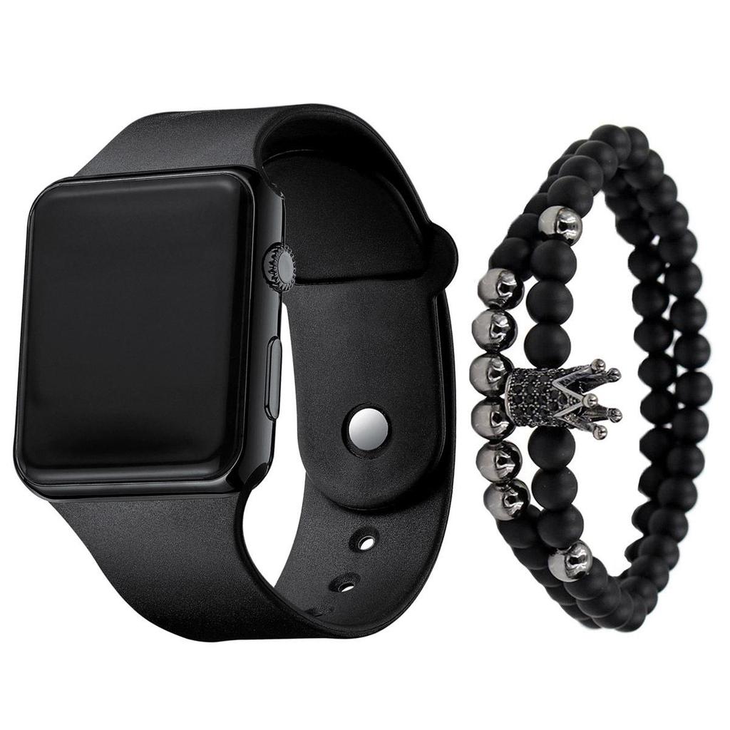 3-Piece Men's LED Silicone Watch & Bracelet Set