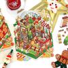 Kawaii 3D Cartoon Christmas House Series Miniature Scene Stickers DIY Handmade Stacked Scrapbook Stickers Holiday Gifts