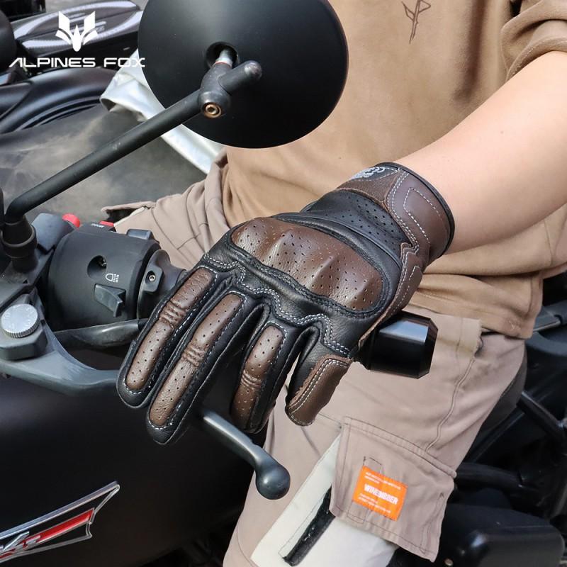 Real Leather Motorcycle Gloves Men Women Full Finger Touchscreen Windproof Riding Gear All Season