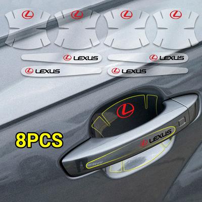 4/8Pcs 3D Transparent Car Door Handle Paint Scratch Protector Sticker For ES 300H ES300H ES350 RX GX LS LX IS GS RC UX