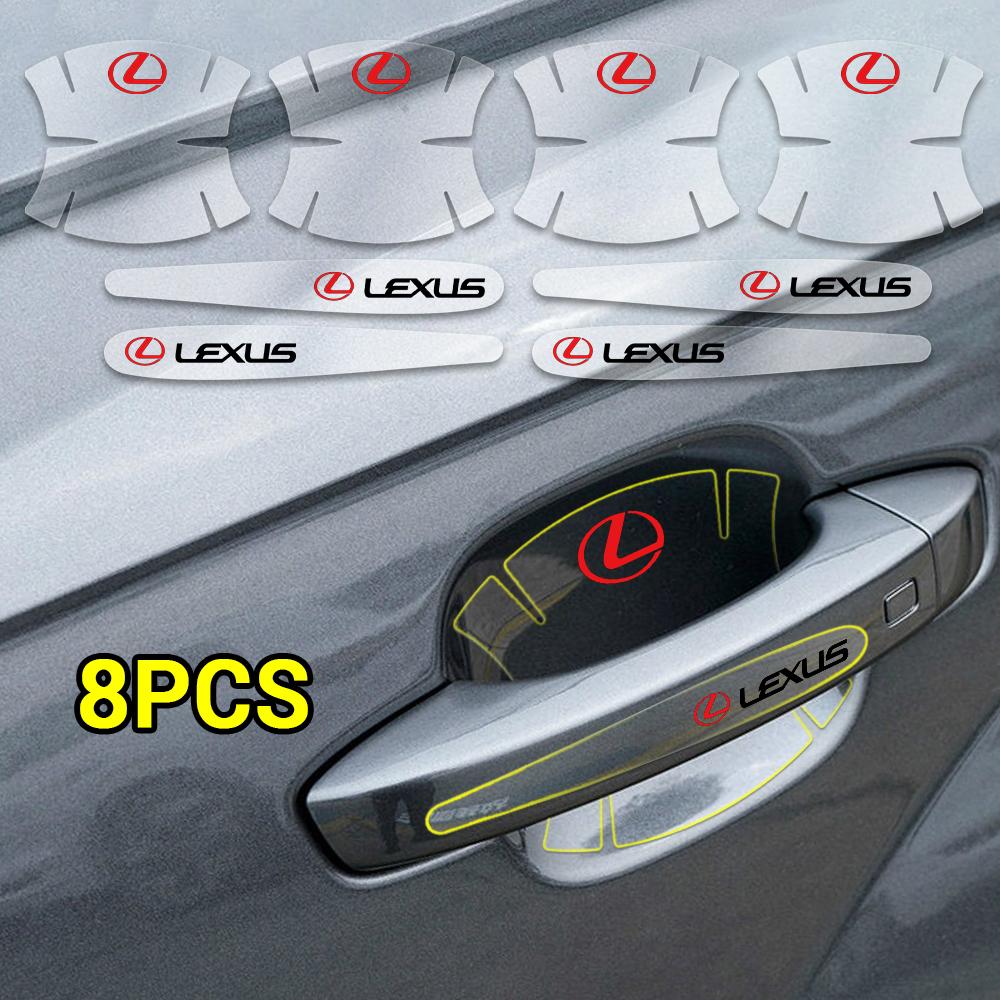 4/8Pcs 3D Transparent Car Door Handle Paint Scratch Protector Sticker For LEXUS ES 300H ES300H ES350 RX GX LS LX IS GS RC UX