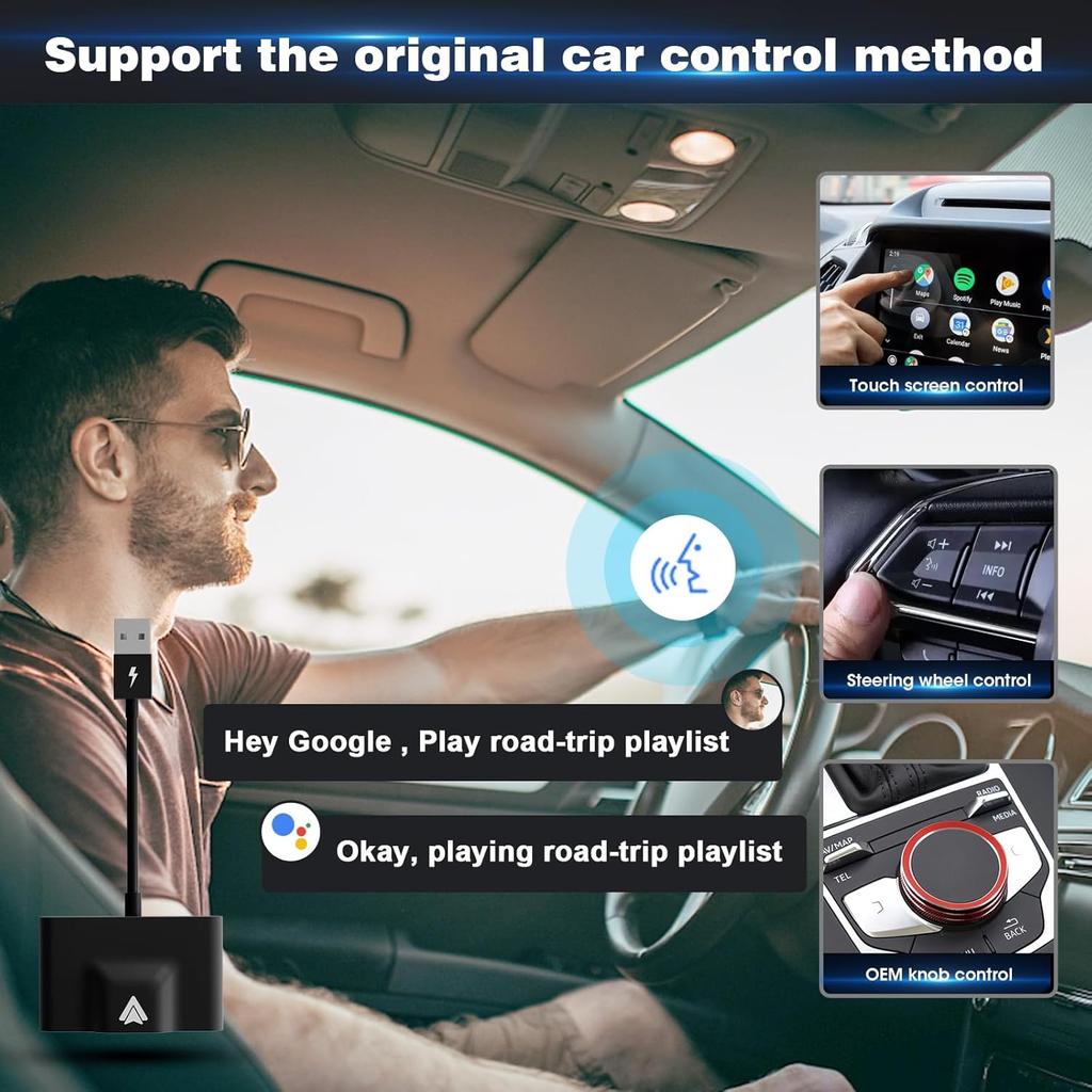 Wireless Carplay Android Auto Adapter,2024 Upgrade Plug & Play Dongle, Converts Wired CarPlay to Wireless,Works with All Original Wired CarPlay Cars