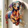 Colorful Dog Acrylic Puzzle Suncatcher Dachshund/Chihuahua Stained Glass Window Hanging Ornament Gifts for Women Dog Lovers