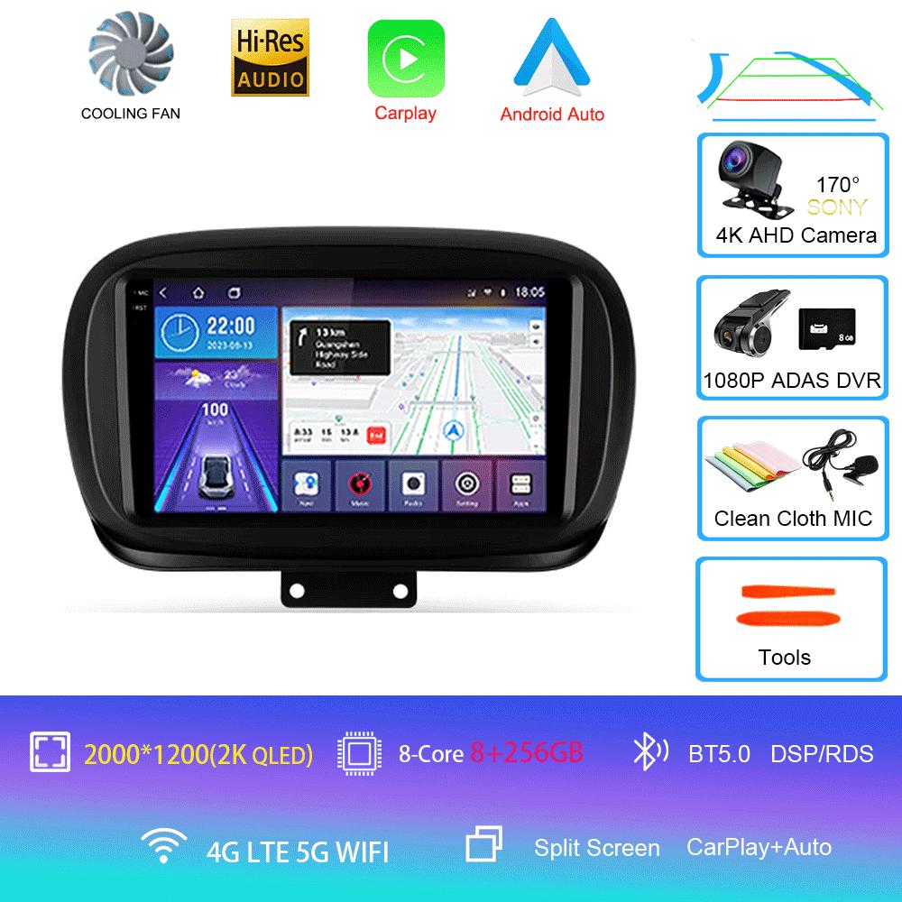 Car Radio Android 14 Carplay Auto for Fiat 500X 2014-2020 Multimedia Video Player Navigation GPS Stereo WIFI+4G 2 Din 2din DVD