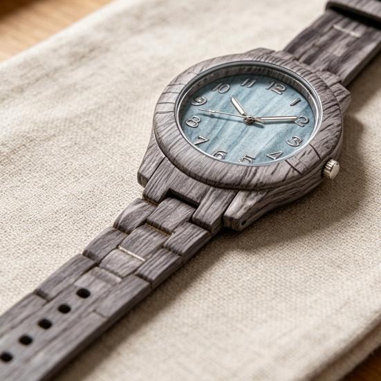Wood Grain Quartz Watch Stylish Round Dial Watch Arabic Numerals Elegant Wristwatch for Men Women Daily Wear Office Parties Dating