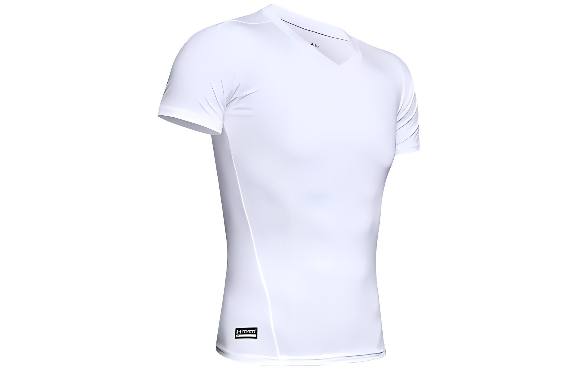 Under Armour HeatGear Tactical HeatGear® Compression V Neck T Shirt T Shirt Men s White 1216010-100 SM