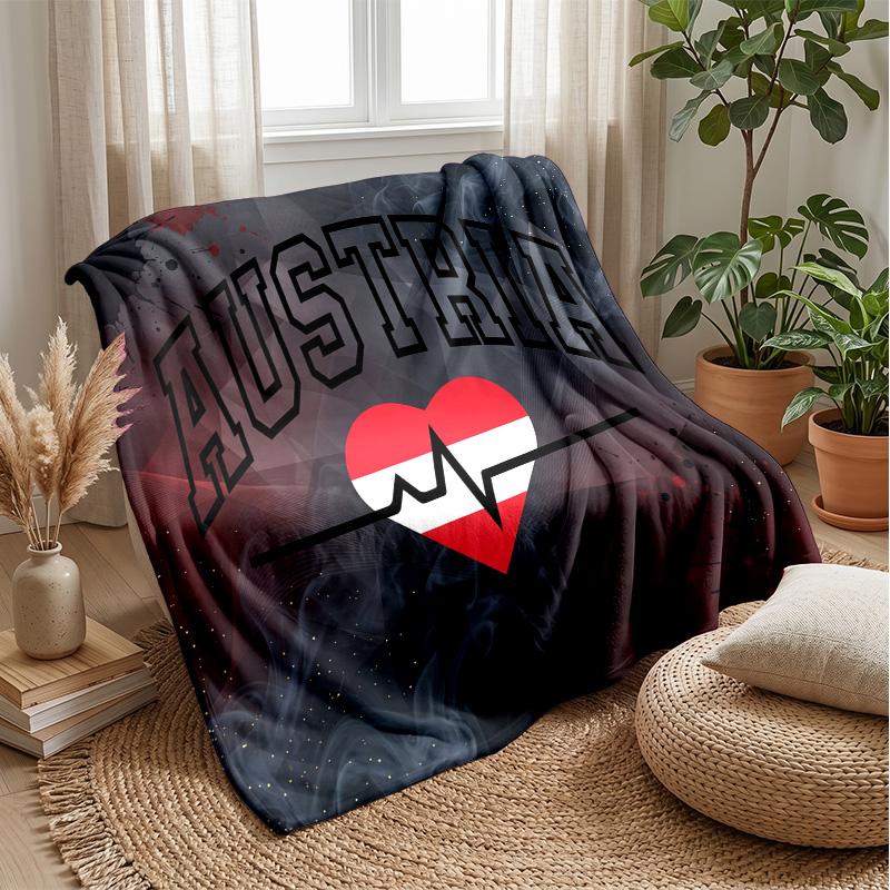 Austria Football Printed Flannel Blanket Skin Friendly Warm Decorative Throw for Indoor Couch Bed Daily Use