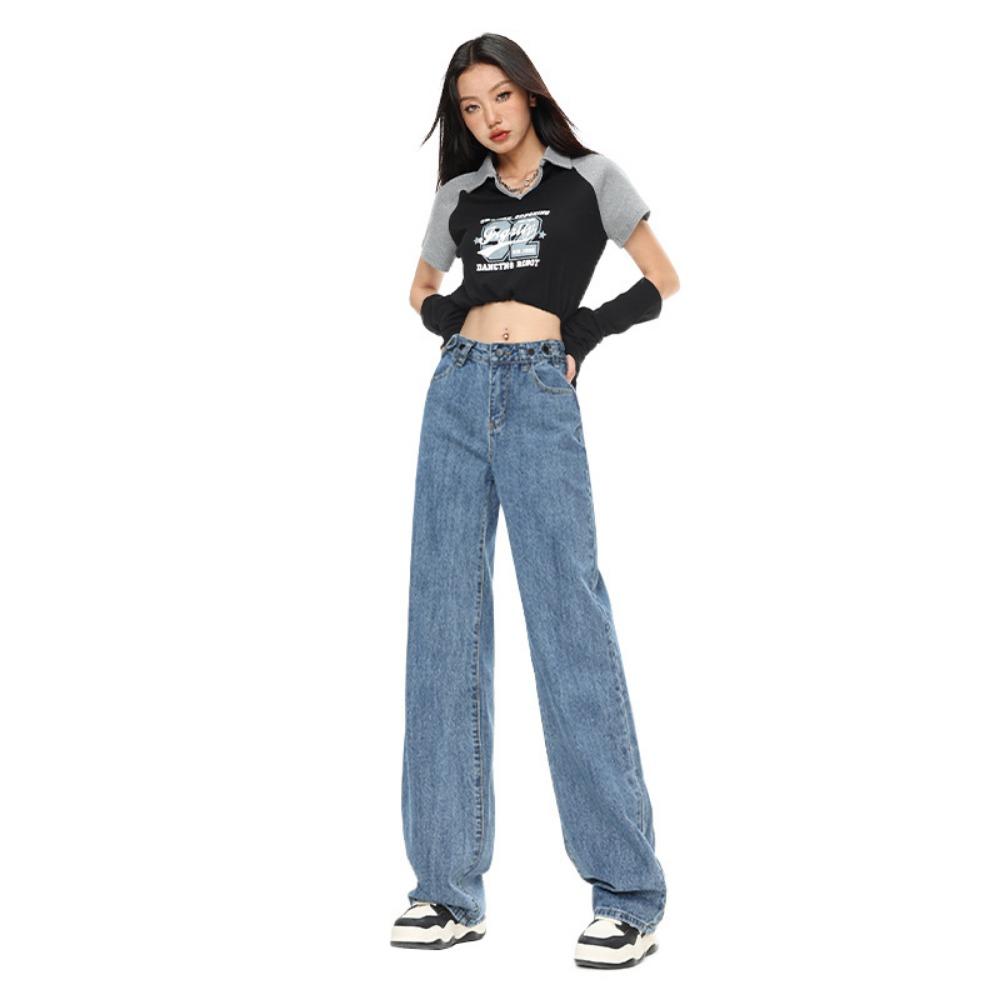 

Autumn and winter new wide-leg jeans women s small high-waisted and thin loose straight-leg pants drape floor pants 2XL