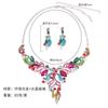Colored Flowers Gem Necklace Earrings Set Dress Banquet Women'S Accessories