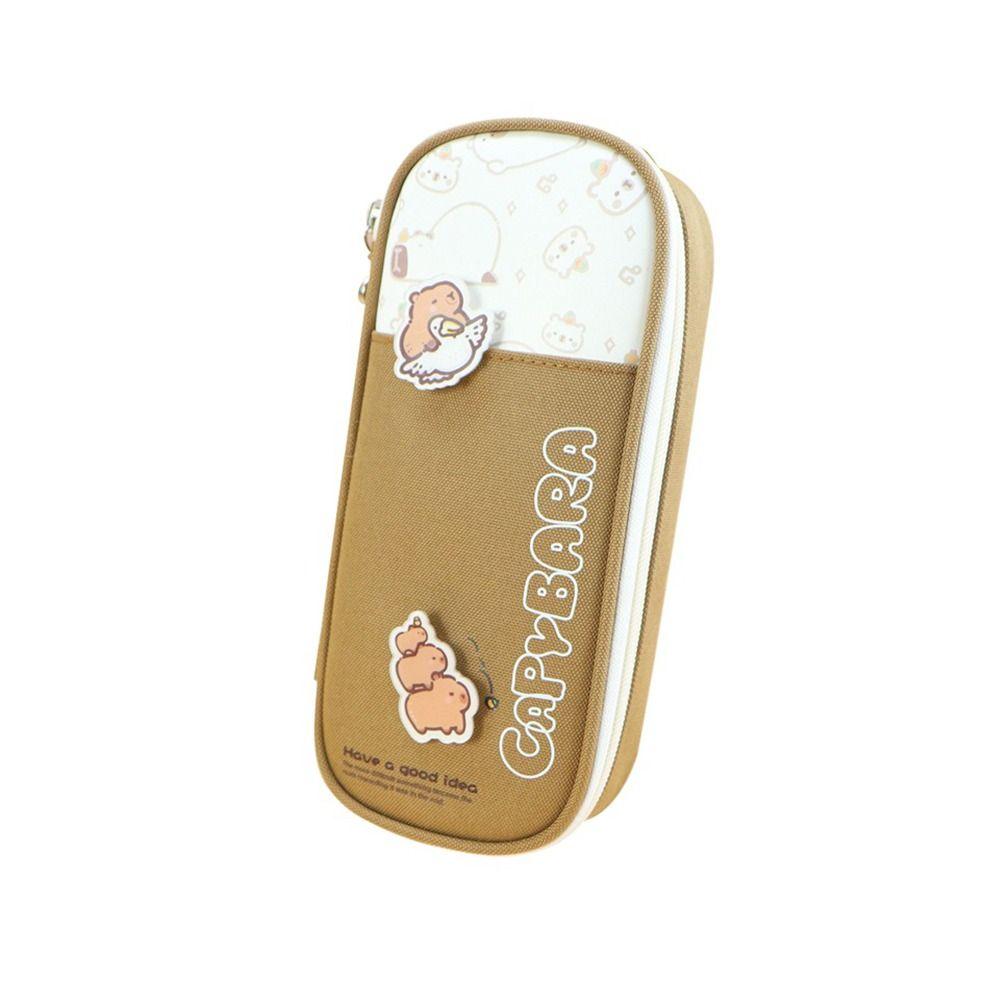 Durable Capybara Stationery Bag Large Capacity Cartoon Pencil Pouch ins Capybara Pen Bag  Students