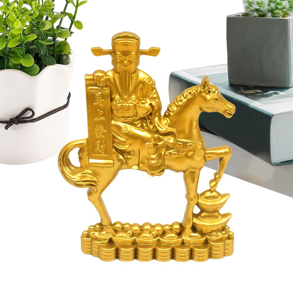 Metal Golden Horse Statue Feng Shui Horse Year Ornament Chinese New Year Wealth Animal Figurine Home Office Desktop Ornament