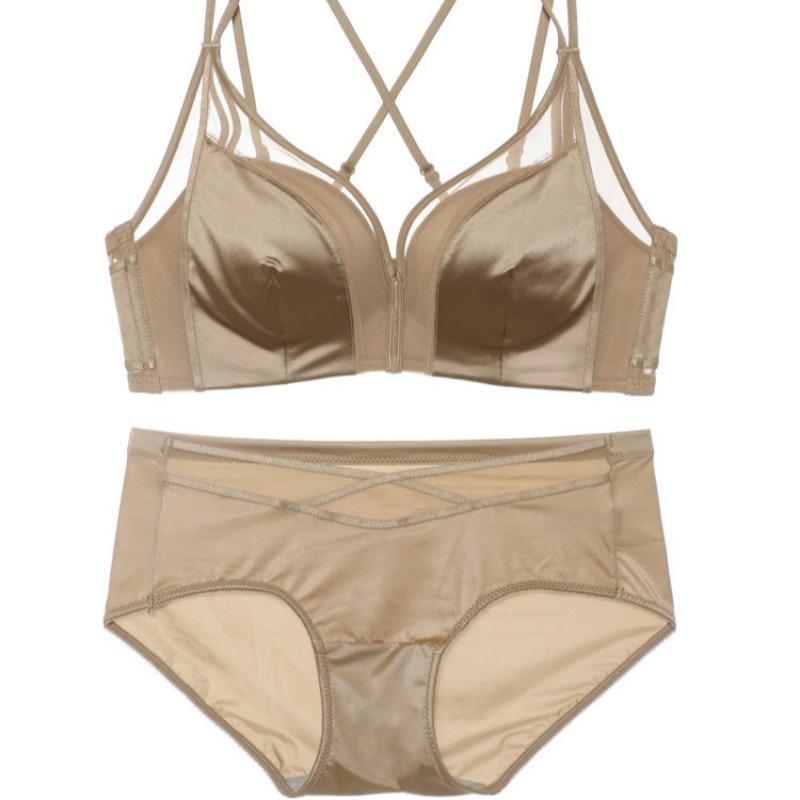 Sexy and Comfortable Lace-trimmed Medium-thick Cup Small Chest Push-up Beautiful Back Bra Set