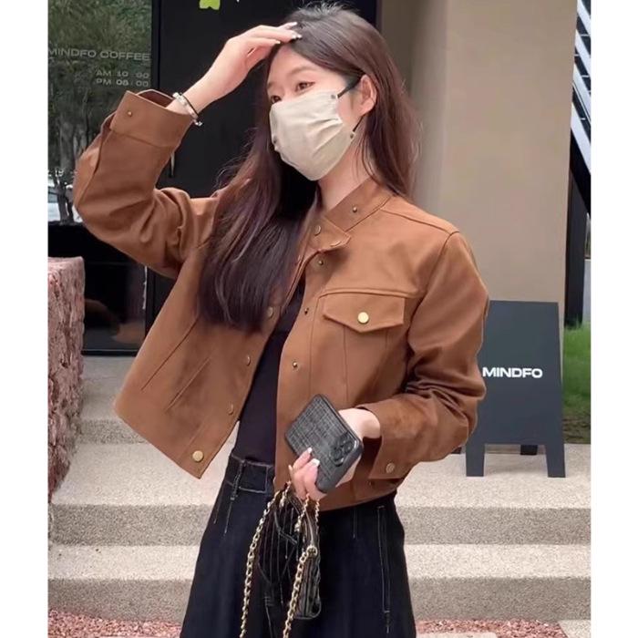 Women s Slim Fit Maillard Color Short Jacket - Stylish Spring/Autumn Design XL