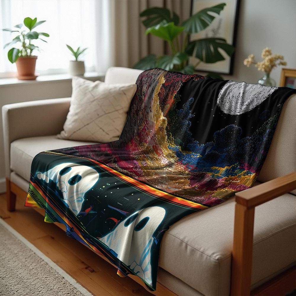 Transparent Pink Floral Anime Cartoon Flannel Blanket Soft Warm Throw for Bedroom Sofa Car Kids Holiday Gift