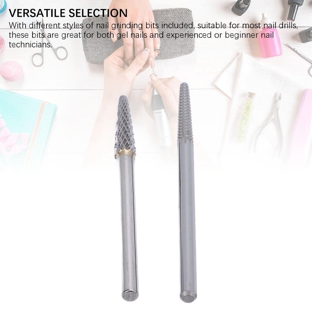 2PCS Multi-Function Tungsten Steel Nail Drill Bits Tungsten Steel Cuticle Cleaner Bits  Nail Salons,