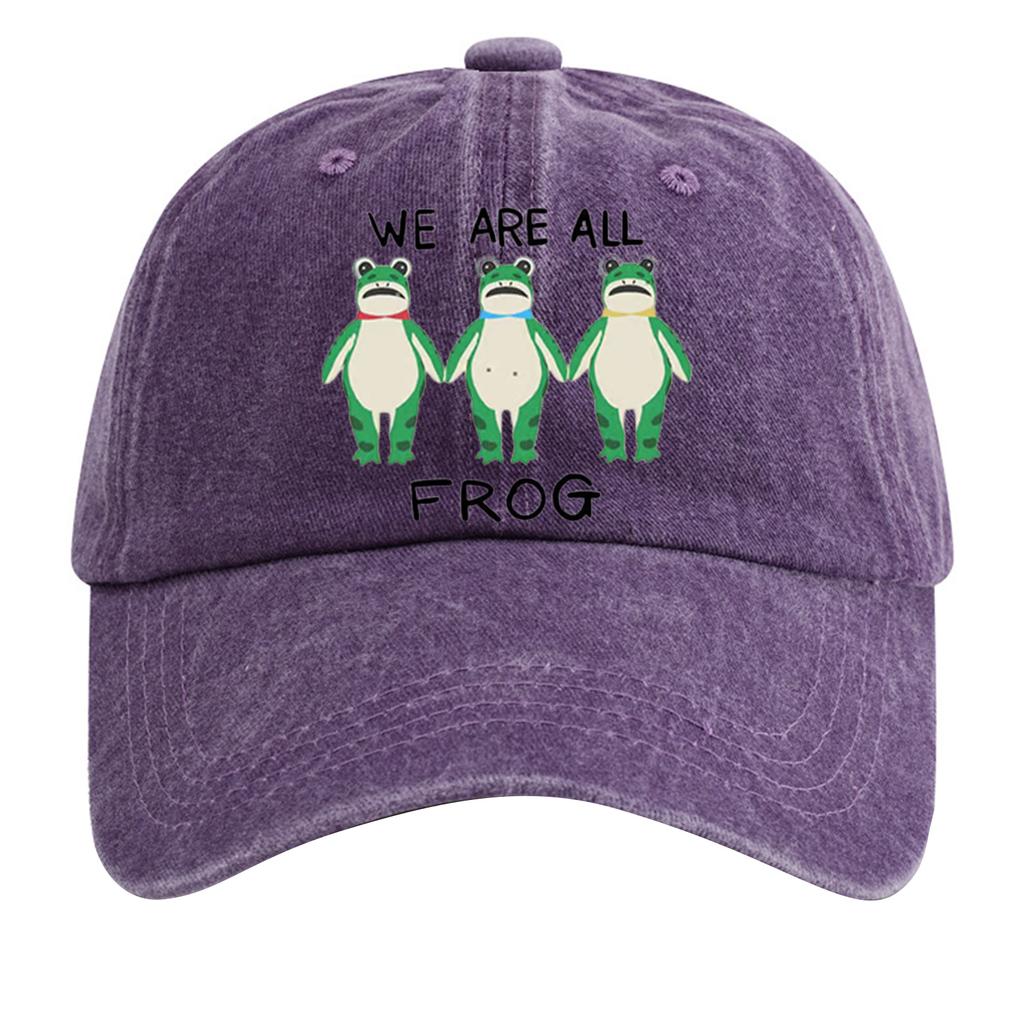 Men's Washed Cotton Baseball Cap With Printed Distressed Soft Top Denim Hat, Vintage Hat