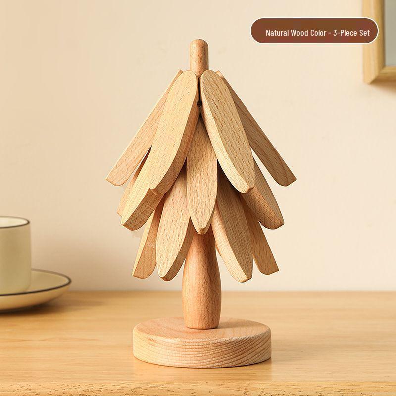 Christmas Tree Bamboo Insulation Pad: Creative Anti-Scald Pot Holder Coaster for Festive Table Decor