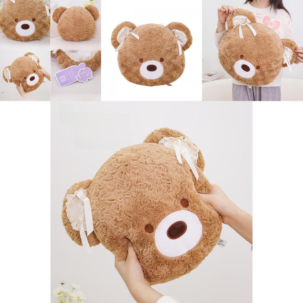 Bear Head Plush Pillow Cartoon Soft Toy Cushion For Kids And Adults