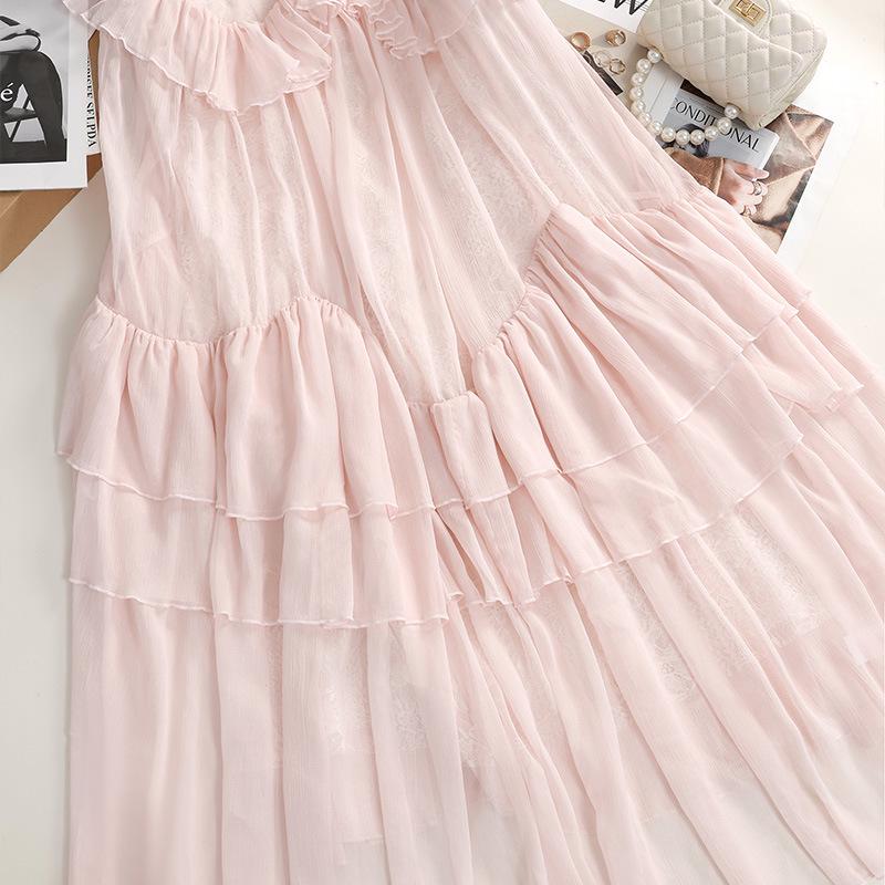 Pink One-Piece Ruffled & Laced Fairy Vacation Dress