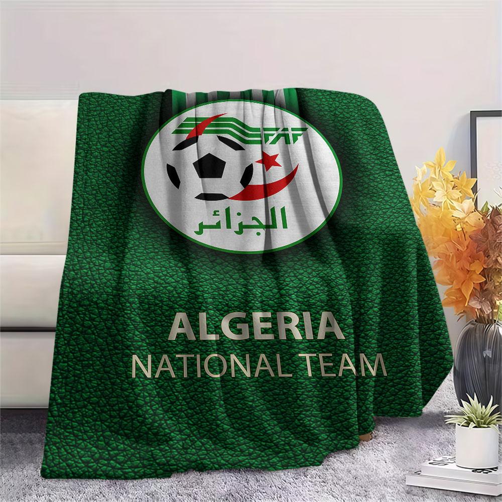 Algeria football Printed Flannel Blanket, soft throw for bedroom sofa, washable,soccer fan merchandise, great gift.