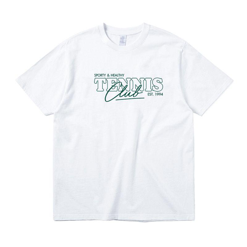 Tennis Club American Retro Sports Tennis Club Letter Print Pure Cotton Younger T-shirt Female