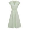 New European and American summer casual women's clothing European and American solid color V-neck waist fresh wind dress