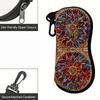 2D-Vintage Stained Glass Pattern Protective Zipper Sunglasses Case, Decorative Floral Art Eyeglasses Holder, Portable Travel Accessories for Women
