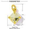 Luxurious purple Olive-green Droplet square Brass Zirconia DIY Pendant Exquisite Accessory Jewelry Charms for  Bracelet Necklace
