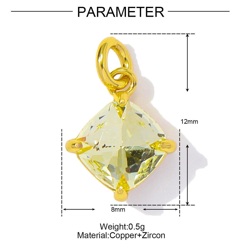Luxurious purple Olive-green Droplet square Brass Zirconia DIY Pendant Exquisite Accessory Jewelry Charms for Bracelet Necklace