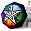 Pentagram and Moon Phases Mandala Outdoor Automatic Umbrella Retractable Design with 8-Rib Durability Lightweight Perfect Gift for Friends Family