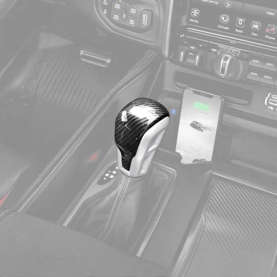 Car Gear Shift Knob Cover Trim For Dodge Ram 1500 21-26 Accessories Carbon Fiber