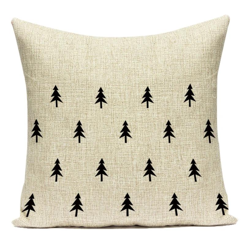 Polyester Black White Animals Horse Deer Bear Geometric Pillow Cover Decorative Sofa Home Cushion Cover For Living Room