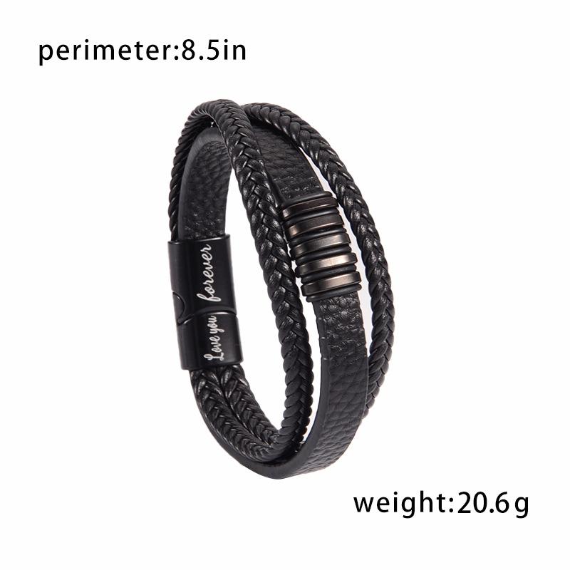Кожаный браслет с английской буквой, плетеный вручную, мужской браслет, браслет с магнитной застежкой, ювелирное изделие 7.5Inch