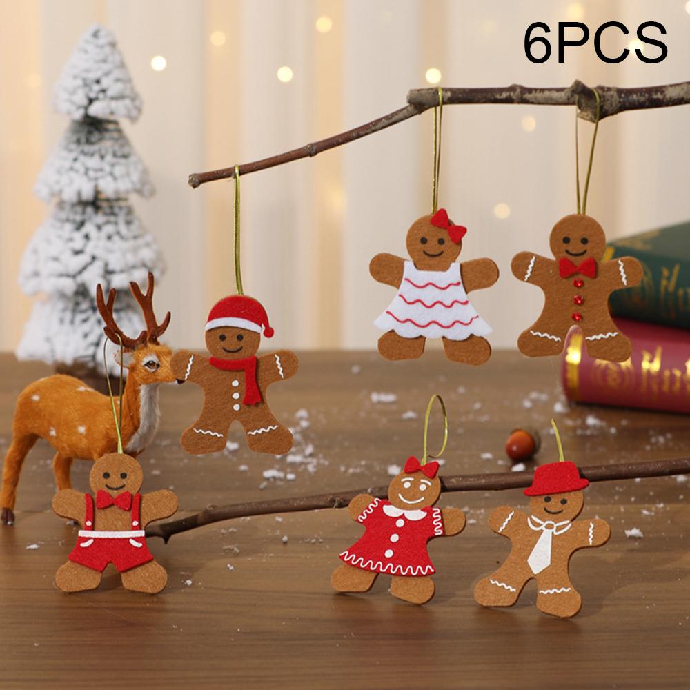 

Runtow 6pcs Christmas Tree Pendants, Non-woven Gingerbread Christmas Ornament,2025 Xmas Party Supplies