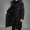 Winter New Men's Down Jacket Green Fashion Long Hooded Hairless Collar Jacket ·