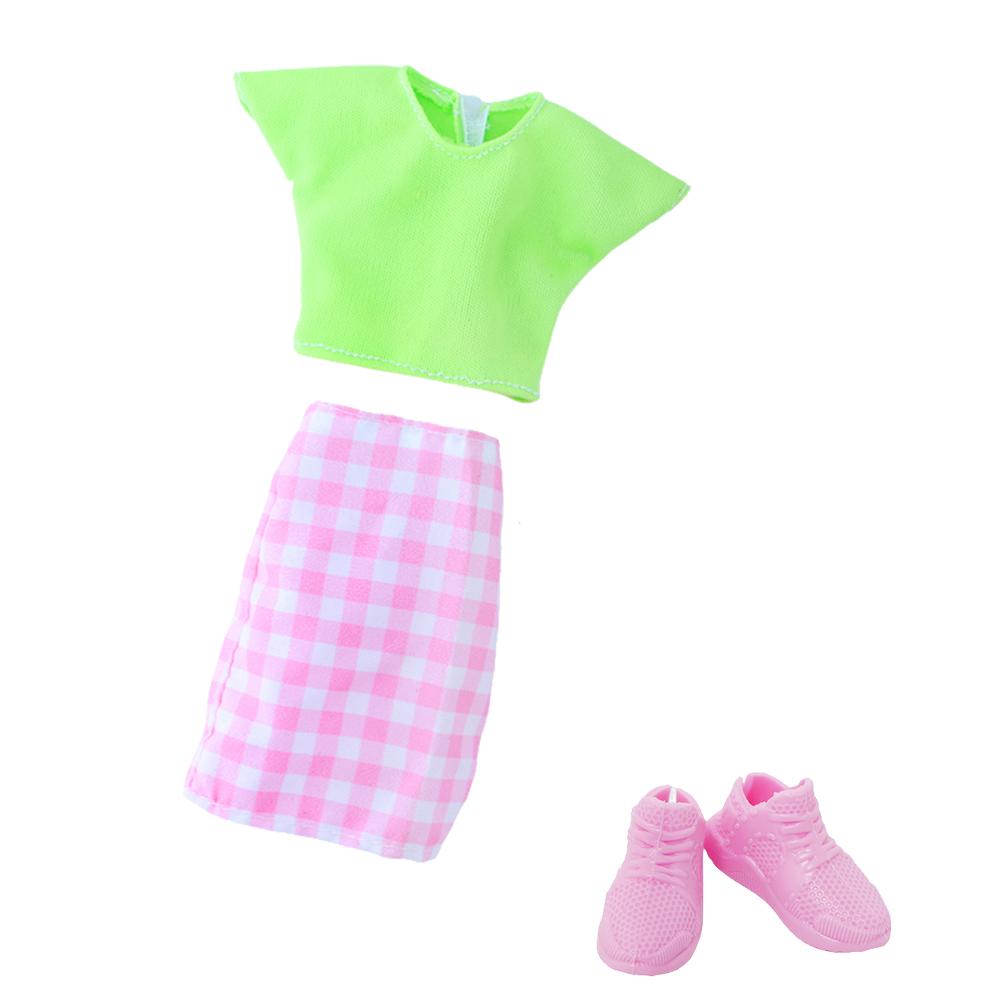 2 Pcs/Set Fashion Doll Clothes Daily Wear Tops Pants Mini Dress Gown with High Heels Shoes Sport Boots