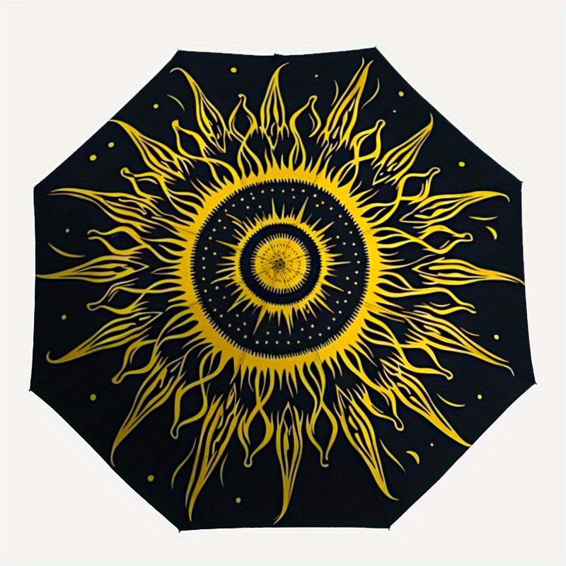 

1pc Celestial Sun Design Automatic Umbrella - 8-Rib Foldable Design, Outdoor Adventures, and Family Celebrations yy250829060