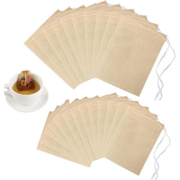 Empty Tea Bags - 300 Pcs Disposable Drawstring Unbleached Filter Bags for Loose Leaf Tea and Coffee (3.54 x 2.75 inch)