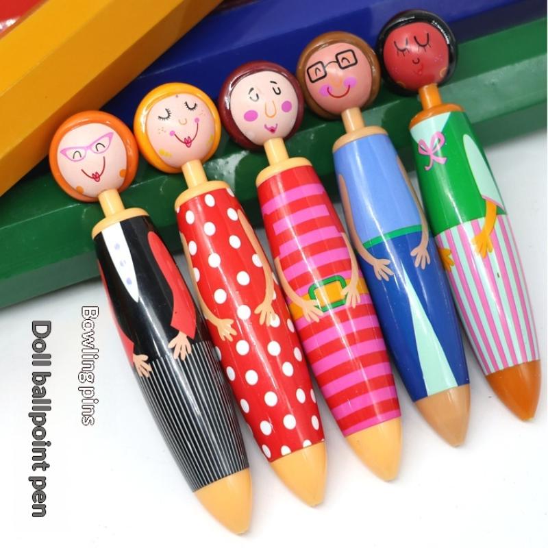Cartoon Doll Ballpoint Pen Creative Student Ballpoint Pen Stationery Clickable Doll Blue Ballpoint Pen