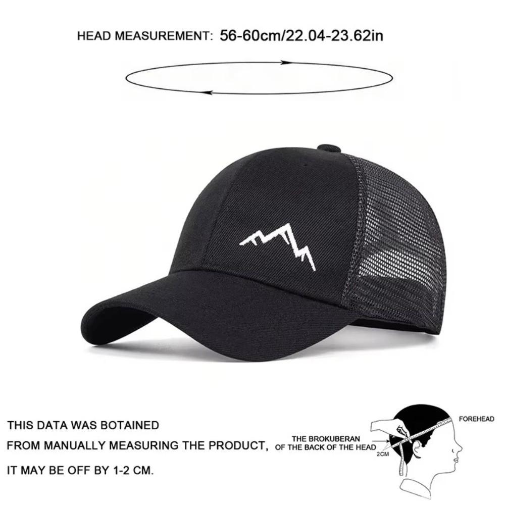 Breathable Mesh Baseball Cap Mountain Range Embroidery Hip Hop Hat Fashion Sunscreen Hat  Summer