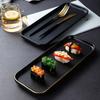 Japanese Frosted Square Plate, Black Crystal Ceramic Rectangular Plate, Creative Western Restaurant Sushi Plate, Home Dish Plate, Steak Plate